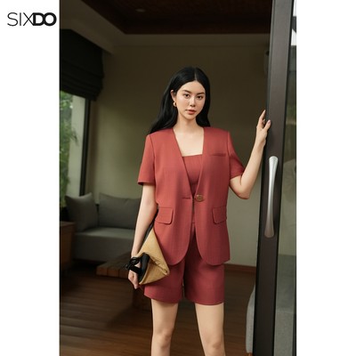 Quần shorts nữ đỏ gạch SIXDO (Brick Woven Shorts)