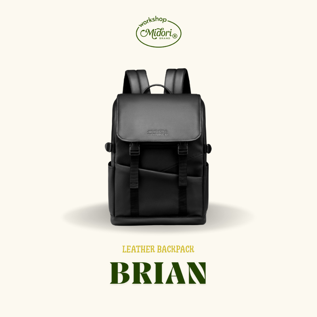 Balo Da PU Đi Học Đi Làm Brian Nam Nữ Cặp Đựng Laptop Nhiều Ngăn Du Lịch | MI MIDORI