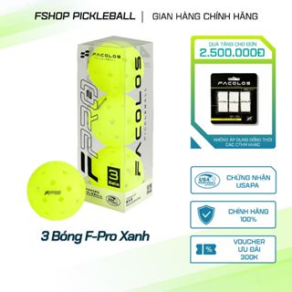 Hộp bóng pickleball Facolos F-Pro Gen 2, bóng thi đấu tiêu chuẩn (USAPA) 40 lỗ với đường kính 74mm