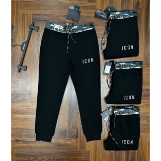 Quần nỉ dài jogger thể thao nam Dsq2 cạp in vân hoa loang chữ thêu logo icon