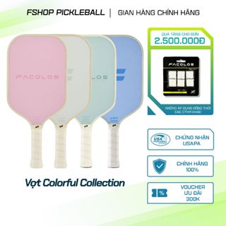 Vợt pickleball Facolos Colorful (16mm) mặt vợt thuỷ tinh có phủ nhám, dành cho người mới tập chơi
