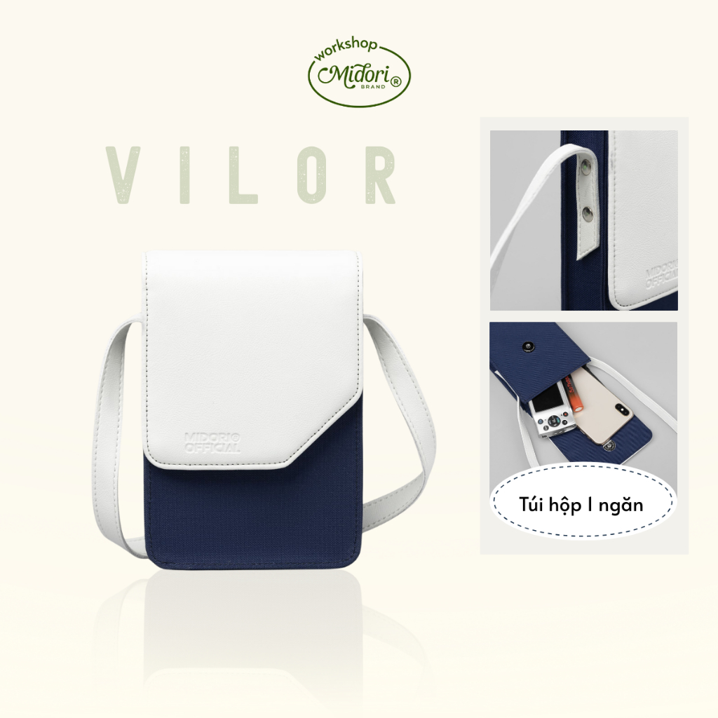 Túi Xách VILOR Vải Đeo Chéo Đựng Điện Thoại Phối Da Nam Nữ Đi Chơi Polyester | Mi Midori