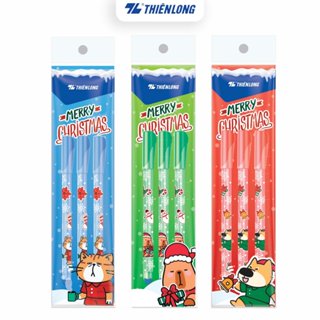 Bút gel xóa được Mazzic Thiên Long Merry Christmas GELE-006/XMAS - Vỉ 3 - Mực Xanh