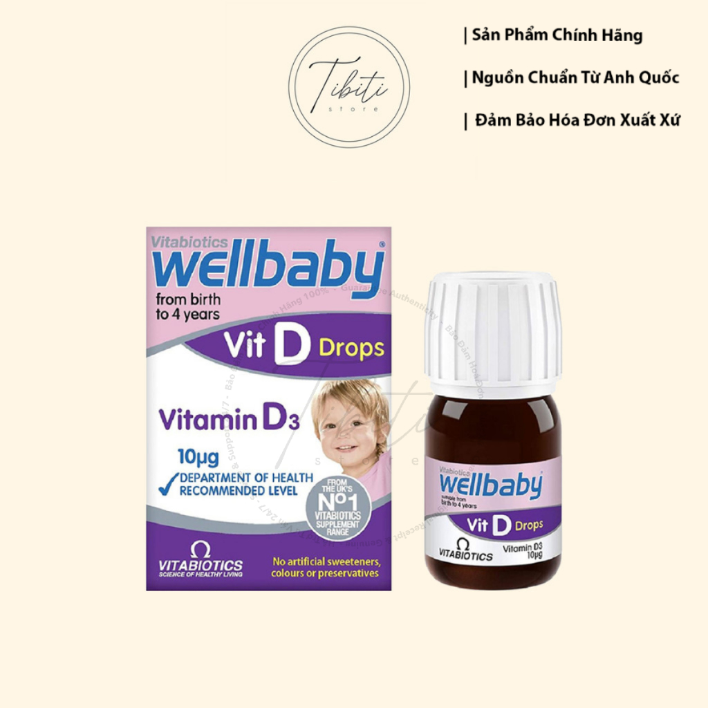 Vitamin Canxi D3 dạng nhỏ giọt Tăng Cường Sức Khỏe Cho Bé Wellbaby Vitamin D3 Drop