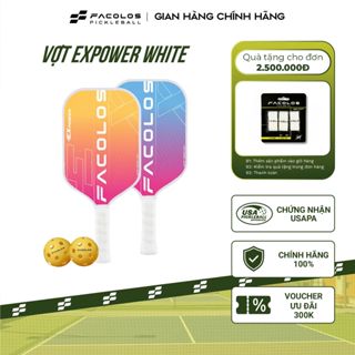 Combo Bộ 2 vợt Pickleball Facolos Sport Series (ExPower White 14mm) - Tặng 2 bóng
