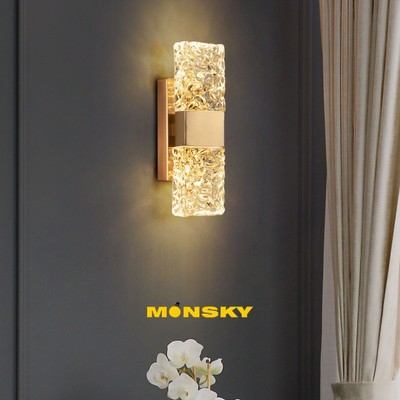 Đèn gắn tường ngủ MONSKY RONAVE pha lê kèm bóng LED 3 màu ánh sáng hiện đại sang trọng