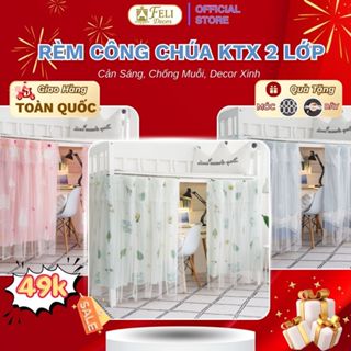 Rèm công chúa 2 lớp giường tầng KTX FELI DECOR, che ánh sáng, chống muỗi, tạo không gian riêng tư