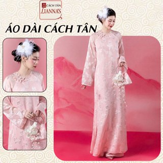  Áo Dài Cách Tân Nữ Tơ Hoa Nổi Mềm Mịn – Áo Dài Tết 2025 Đính Kết Thủ Công Màu Hồng – Áo Dài Cách Tân Lianna's 