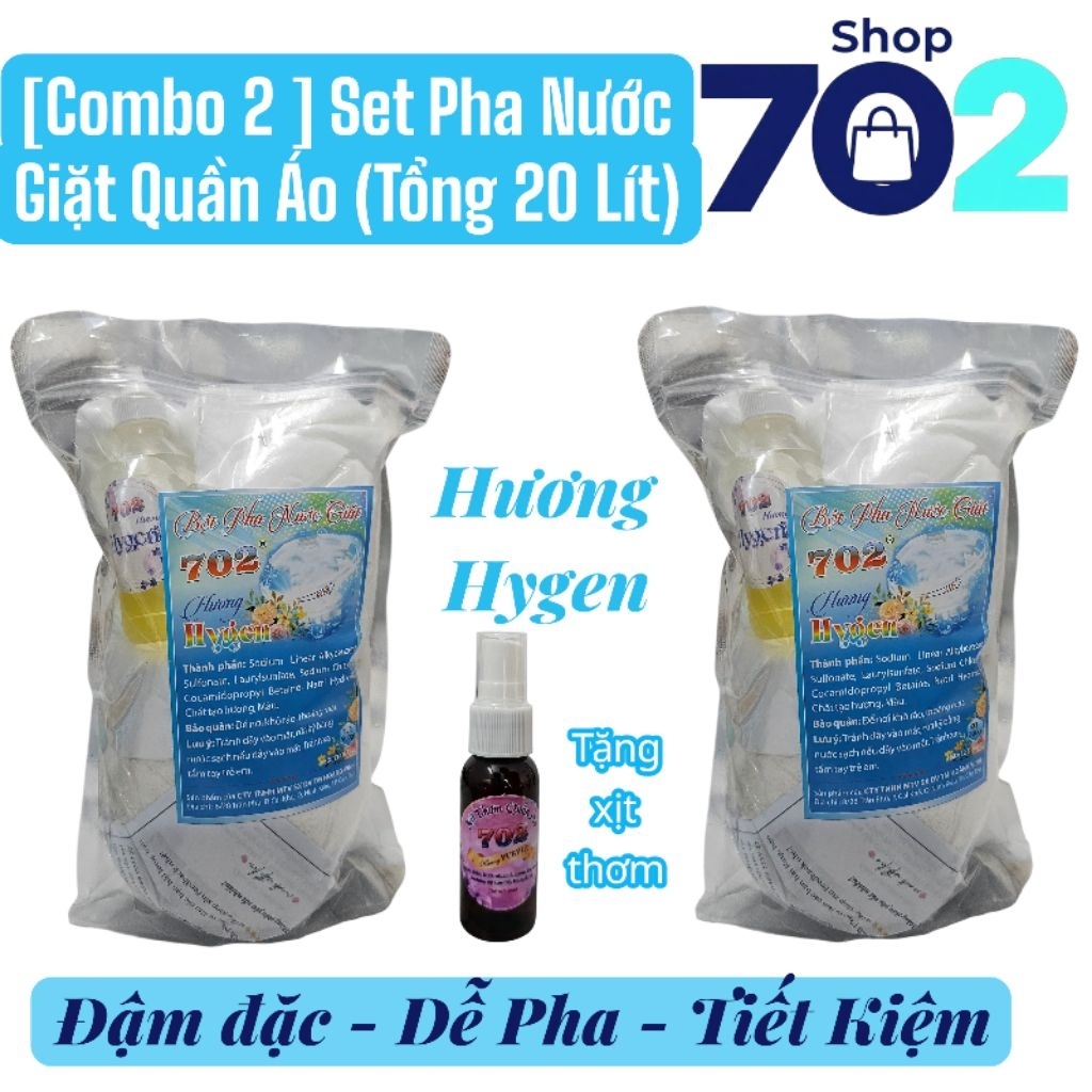 Combo 2 Kit Nước Giặt Tự Pha 10 lít ( Tổng 20 Lít), Đậm Đặc, Tiết Kiệm.