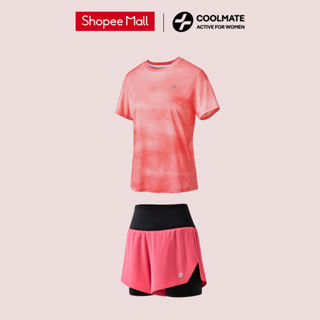 Set thể thao nữ chạy bộ tập pickleball tập gym áo sky & quần race shorts thoáng khí - Coolmate Active For Women