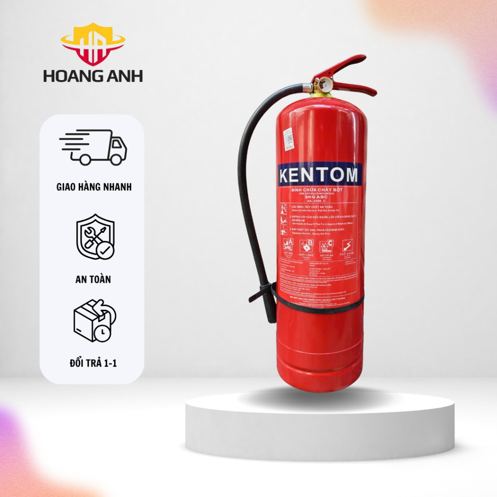 Bình chữa cháy bột ABC 8kg tem kiểm định Kentom giải pháp chữa cháy an toàn