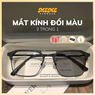 Mắt kính nam đổi màu gọng vuông chống UV ánh sáng xanh nữ bụi thời trang cao cấp titan đẹp ngầu Mắt Kính MEME Y11