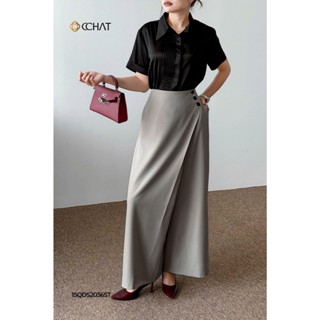 Quần Ống Rộng CCHAT Dáng Suông Giả Váy Violet Chất Liệu Tuytsi Cao Cấp 15QDS2036ST