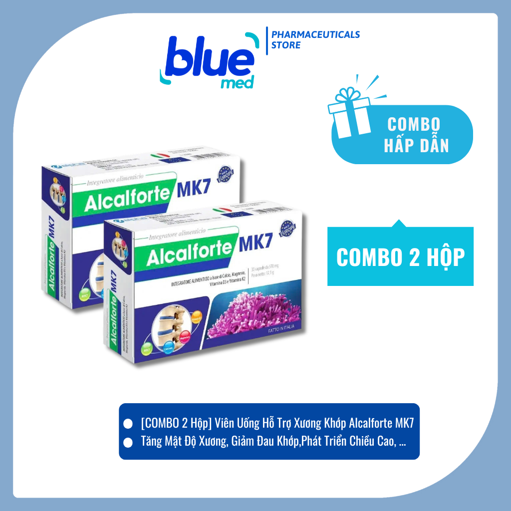 [Combo 2 Hộp] Viên Uống Hỗ Trợ Xương Khớp Alcalforte MK7 – Tăng Cường Xương, Ngừa Loãng Xương