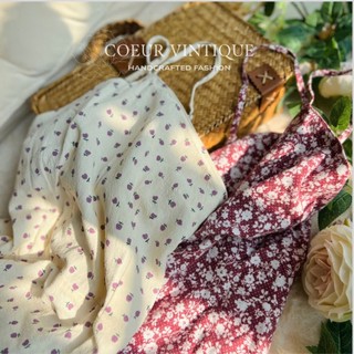 Váy Yếm Hoa Nhí Lưng Nhún Chun, Đầm Yếm Thiết Kế Vintage