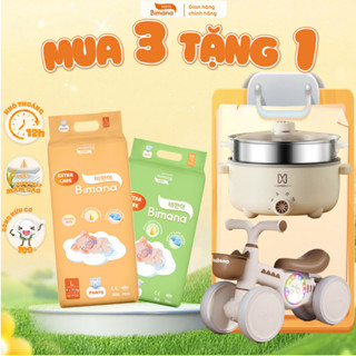   3E  -  TẶNG NỒI LẨU ĐIỆN  XE CHÒI HƯƠU  - Combo 3 Bịch Tã Bỉm Bimana Extra Care Mỏng Thoáng Thấm Hút Tốt Đủ Size 