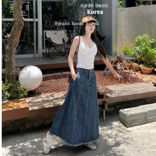  Chân váy jeans bò nữ dáng xòe dài cạp lưng cao chất không co giãn phong cách Hàn Quốc Meisy 