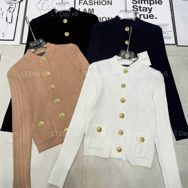 Áo Cdg Len Baiman Họa Tiết Cúc Đồng Chất Len Mềm Mịn Hàng QCCC