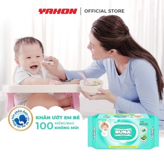 Khăn Ướt Em Bé NUNA Mềm Mại, An Toàn Không Kích Ứng Hương Phấn, 100 miếng/Bao