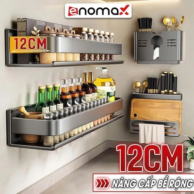Kệ đựng gia vị nhà bếp dán tường Enomax đựng đồ đa năng. Chất liệu Thép Carbon cao cấp, chống gỉ  sét. Bảo hành 10 năm.