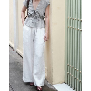 𝗦𝘆 𝗟𝗶𝗻𝗲𝗻 - |BEELY| - Áo Linen thắt nơ cổ V