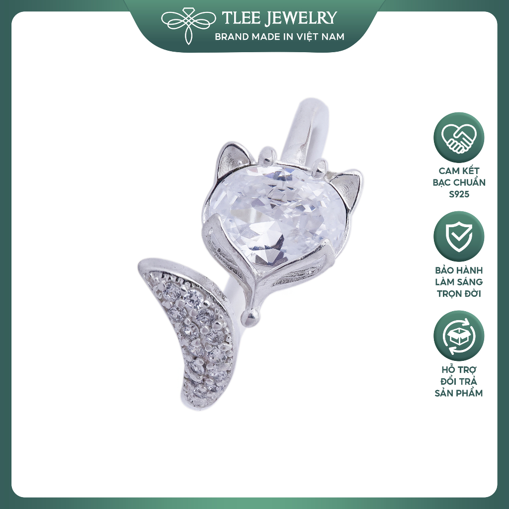Nhẫn bạc nữ TLEE hồ ly nạm đá cao cấp TLEE JEWELRY A0117