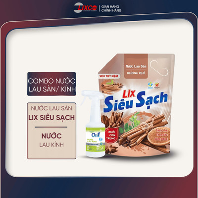 Combo 1 túi nước lau sàn siêu sạch, sáng bóng, thơm lâu, phù hợp với mọi loại sàn nhà 3,2L + Nước lau kính On1 500ml