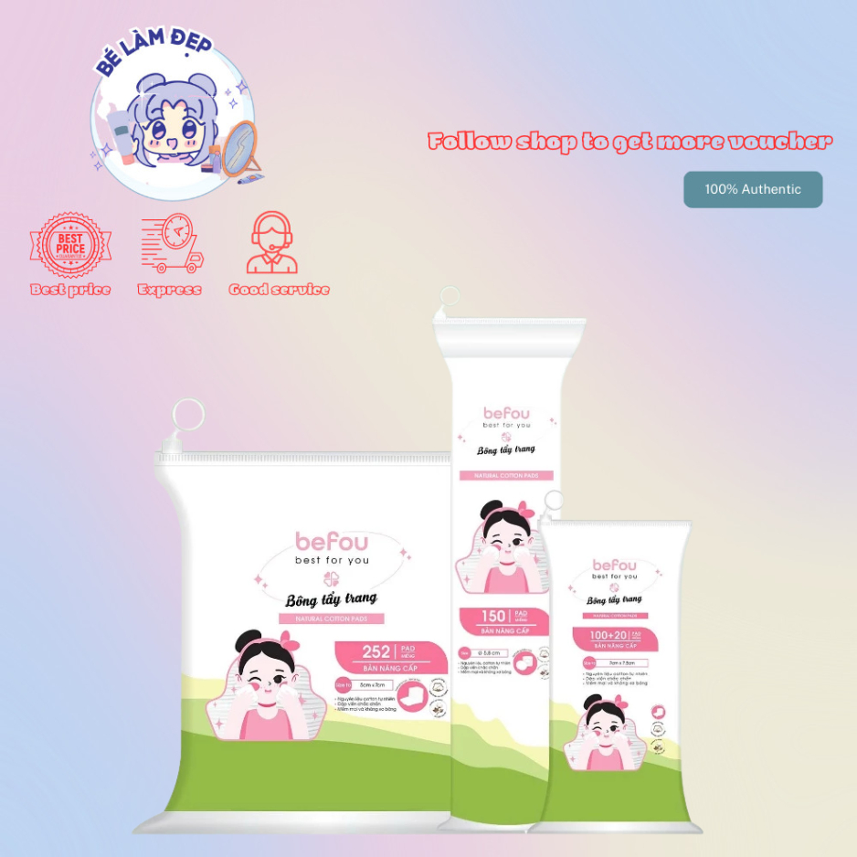 Bông Tẩy Trang Mềm Mịn Làm Sạch Sâu Befou