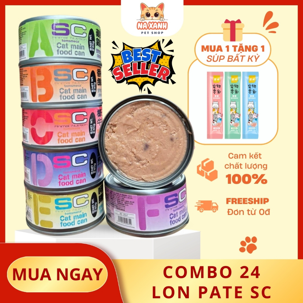 COMBO 24 Pate SC Mouse Dinh Dưỡng Cao, Pate Không Độn Ngũ Cốc Cho Mèo Mọi Lứa Tuổi - Na Xanh Petshop