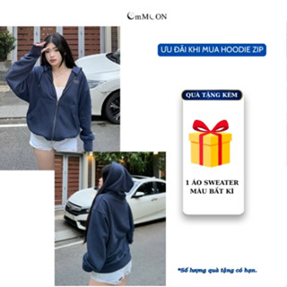 Áo khoác khóa kéo Không Xù Lông nỉ chân cua Om.MOON Form vừa . Hoodie zip Boxy Unisex Local brand, dày dặn có túi trong