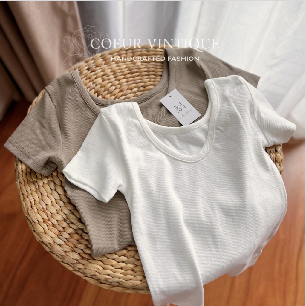 Áo Thun Trơn Cổ Tim Ôm Boby Meily Coeur