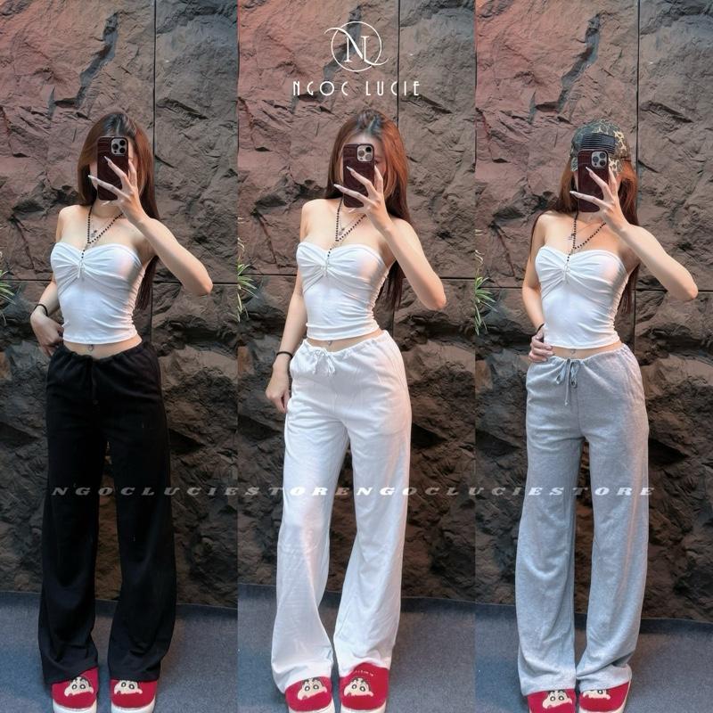 Q48 - Quần Suông Vải Nỉ Da Cá Lưng Dây Rút - Ngọc Lucie
