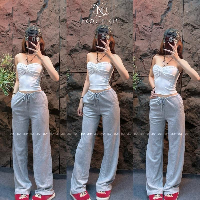 Q48 - Quần Suông Vải Nỉ Da Cá Lưng Dây Rút - Ngọc Lucie | BigBuy360 - bigbuy360.vn