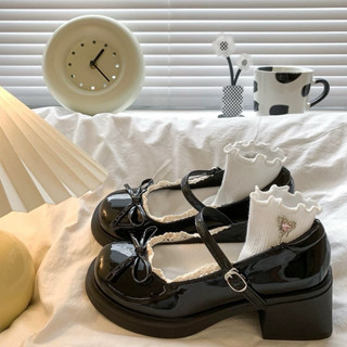  Giày Lolita Nữ Phối Viền Ren Gót Cao 5cm Chất Liệu Da Bóng Gồm 2 Màu Mã C-05. 