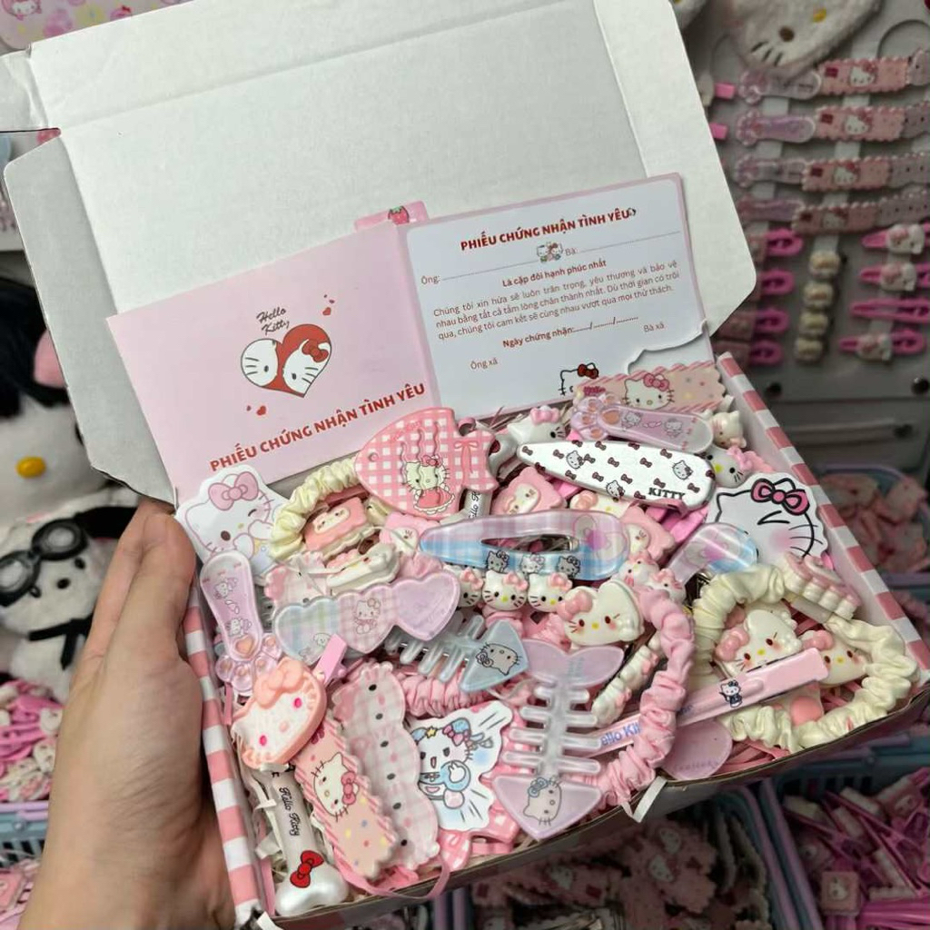 Hộp quà 50 kẹp tóc Hello Kitty cho nữ