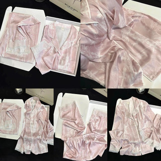  ĐỒ NGỦ PIJAMA NỮ LỤA SATIN CAO CẤP TAY DÀI QUẦN DÀI HOẠ TIẾT CAO CẤP MEY TRẦN 