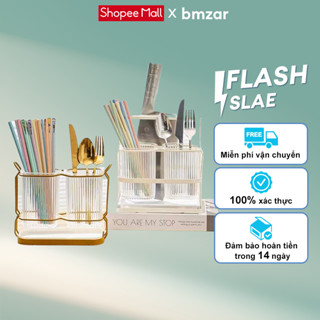 BMZAR Kệ để dao gắn tường Ống đựng đũa muỗng  Inox 304  khung kim loại có khay hứng nước phong cách Bắc Âu