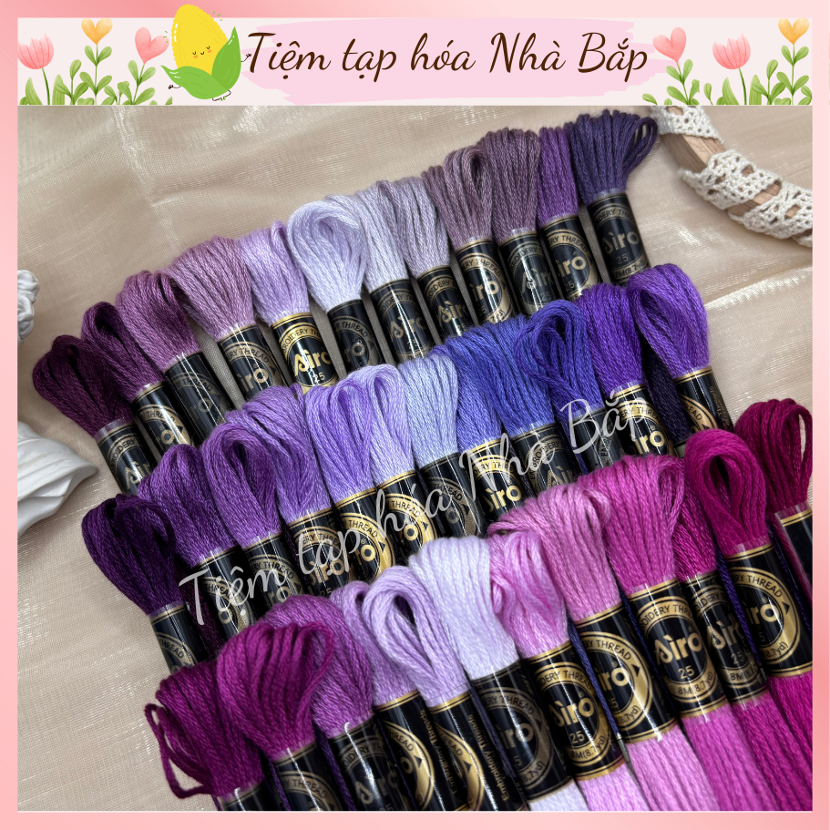 Set 12 Tép Chỉ Airo Tông Màu Tím