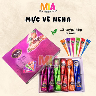 Mực Vẽ Hena, Mực Vẽ Hình Xăm Tạm Thời Mehendi Neha Classic Colour Cone Ấn Độ Từ Thiên Nhiên An Toàn