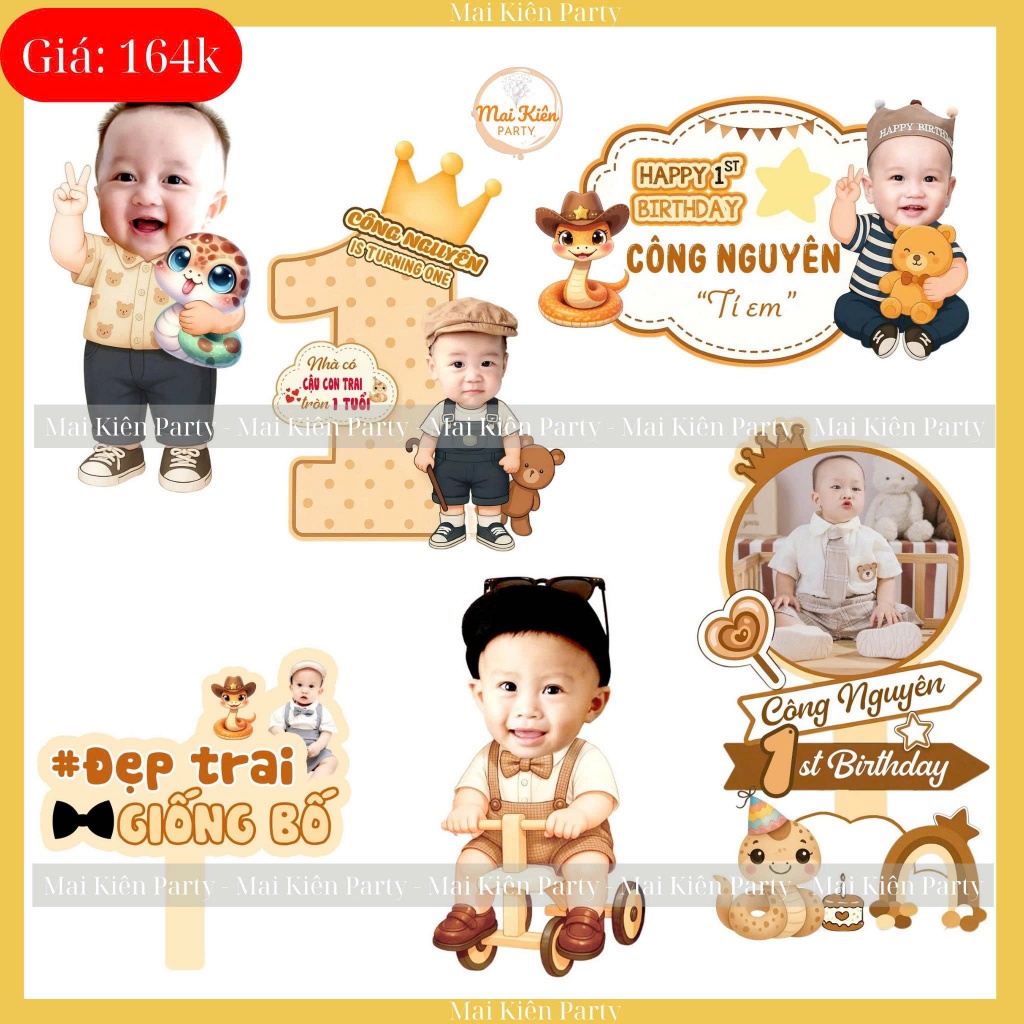 Set chibi trang trí sinh nhật dành cho bé trai, bé gái