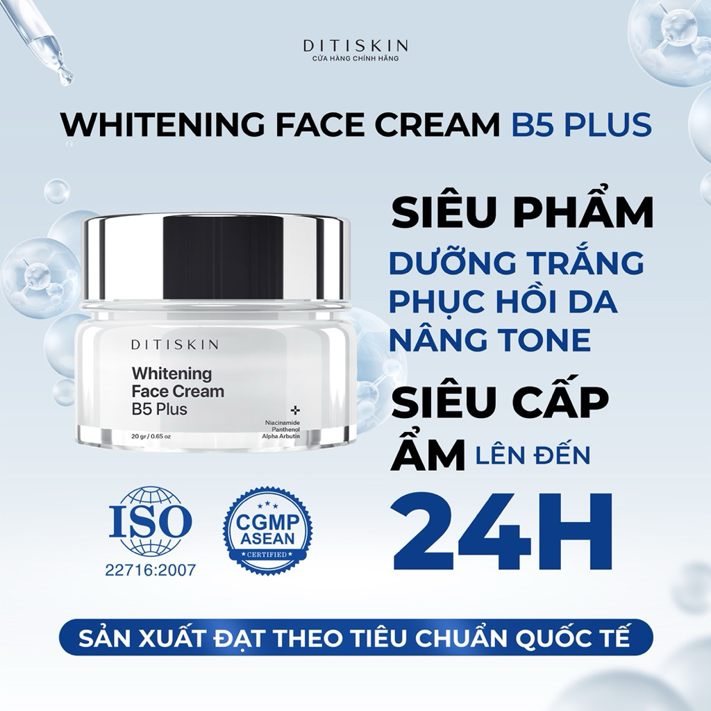    PHIÊN BẢN MỚI +10% NIACINAMIDE   KEM DƯỠNG TRẮNG MỊN DA HỖ TRỢ MỜ THÂM NÁM NÂNG TONE WHITENING FACE CREAM B5 PLUS 
