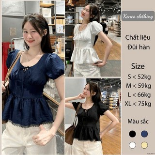  Áo Kiểu Nơ Buộc Bo Eo Tay Bồng Pha Ren A3117 Kenco Thời Trang Nữ Bigsize 