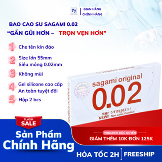 Bao cao su Sagami 002 siêu mỏng non latex hộp 2 bcs