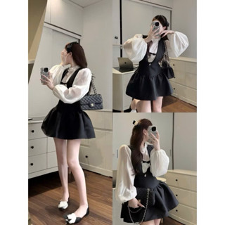  Set Tơ Kiểu Dáng Tay Dài Bồng Mix Váy Tafta Xòe Nhẹ Nhàng,Set Váy Tiểu Thư Rubi Closet 