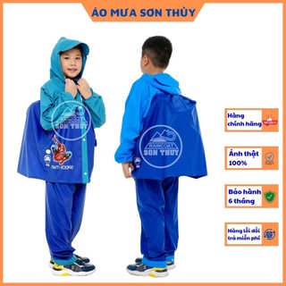  Áo mưa bộ trẻ em Sơn Thủy PVC cao cấp có lưng che cặp sách an toàn cho bé trai bé gái dễ thương 