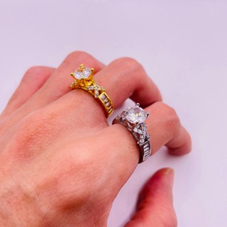 Nhẫn titan không phai không rỉ sét màu vàng và trắng mã 17, Nhẫn titan nữ bền màu, trangsucmoiluatuoi.RIN