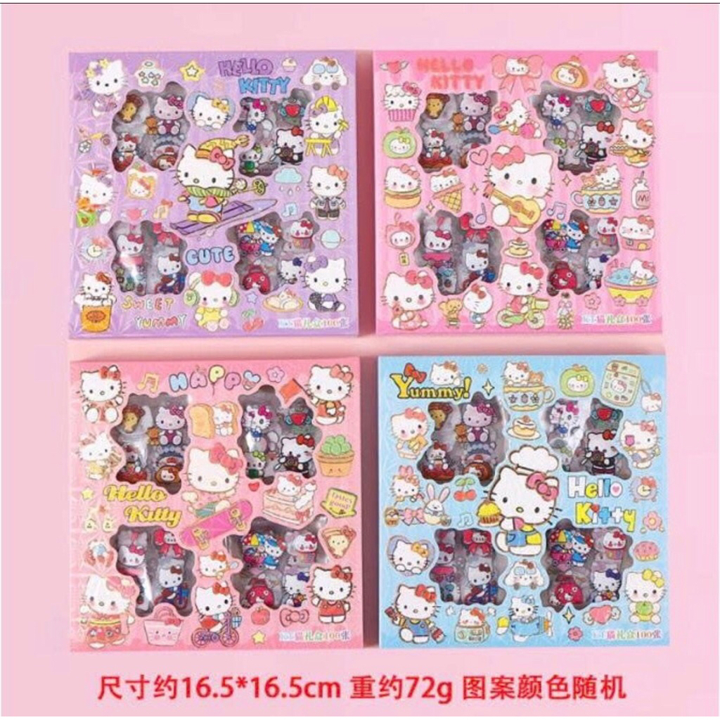 Hộp 100 tấm sticker cute dễ thương , set sticker trang trí dân tập vở , bình nước