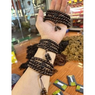 vòng gỗ mun công 108 hạt mix sen