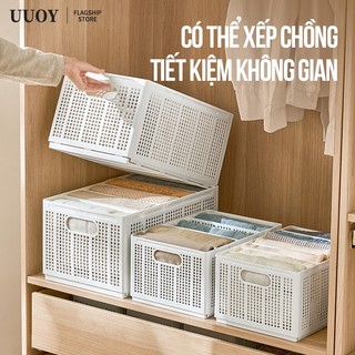  Hộp đựng quần áo chia ngăn – Giỏ nhựa đựng đồ lót tất vớ gấp gọn có tay cầm UUOY 