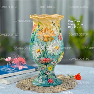  Bình cắm hoa gốm sứ cao cấp Bát Tràng dáng ly cao 25 cm xinh xắn thanh lý giá rẻ 